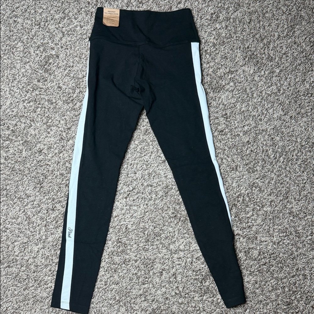 PINK Victoria's Secret Black Leggings with White Side Panels